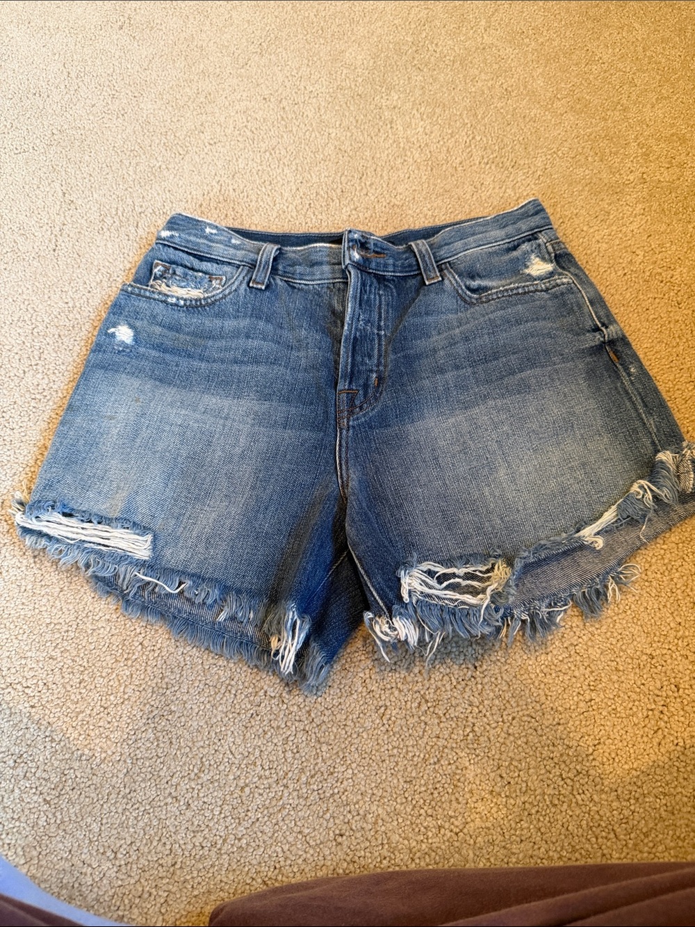 J Brand Distressed Blue Denim Cutoff Shorts